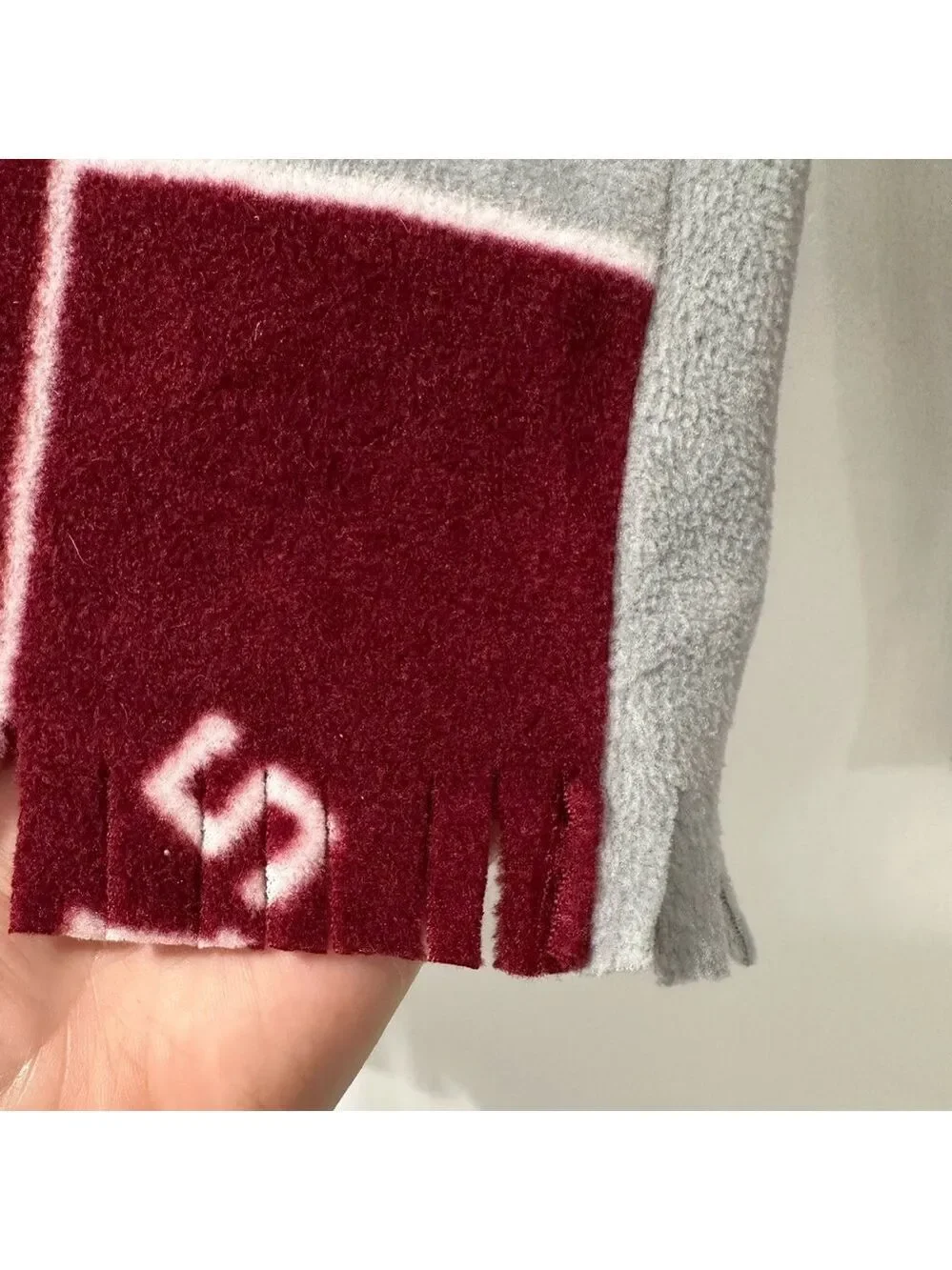 Texas A&M Fleece Scarf Unisex 9” Wide by 57” Long Burgundy Gray A&M Pattern